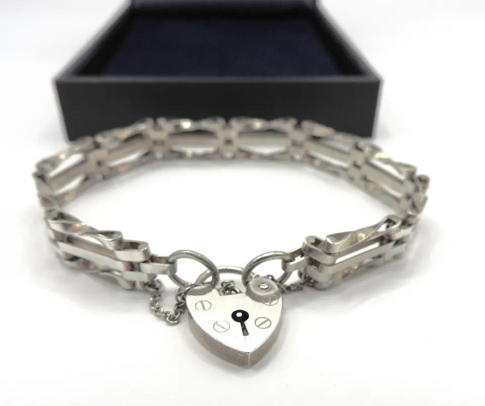  Vintage Sterling Silver Gate Bracelet With Gift Pouch