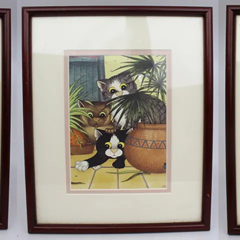 Set of 3 Linda Jane Smith Framed Cat Prints