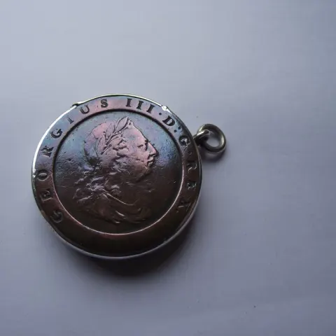 1797 Cartwheel Penny Vesta Case - Silver plated Mount - Circa 1890's