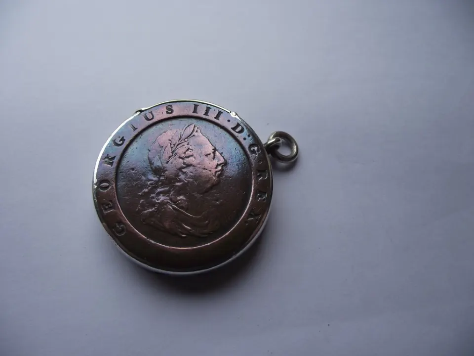 1797 Cartwheel Penny Vesta Case - Silver plated Mount - Circa 1890's