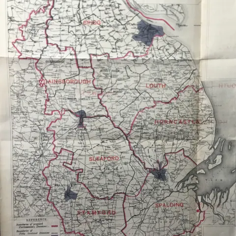 Antique 139 Years-Old Scarce Map Lincolnshire 1885 Boundary Changes.