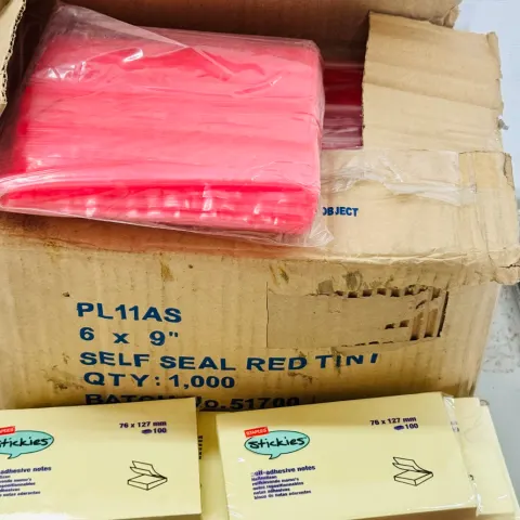 Job Lot Stationary (B) New  Self Seal Bags, Post It Notes, Calculator