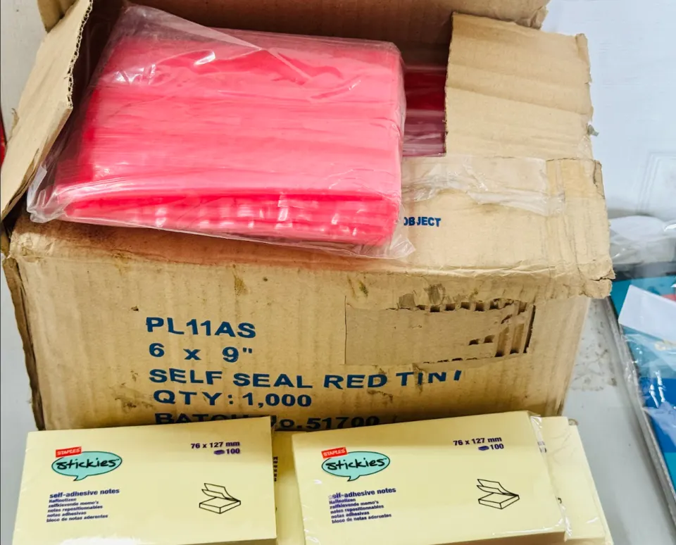 Job Lot Stationary (B) New  Self Seal Bags, Post It Notes, Calculator