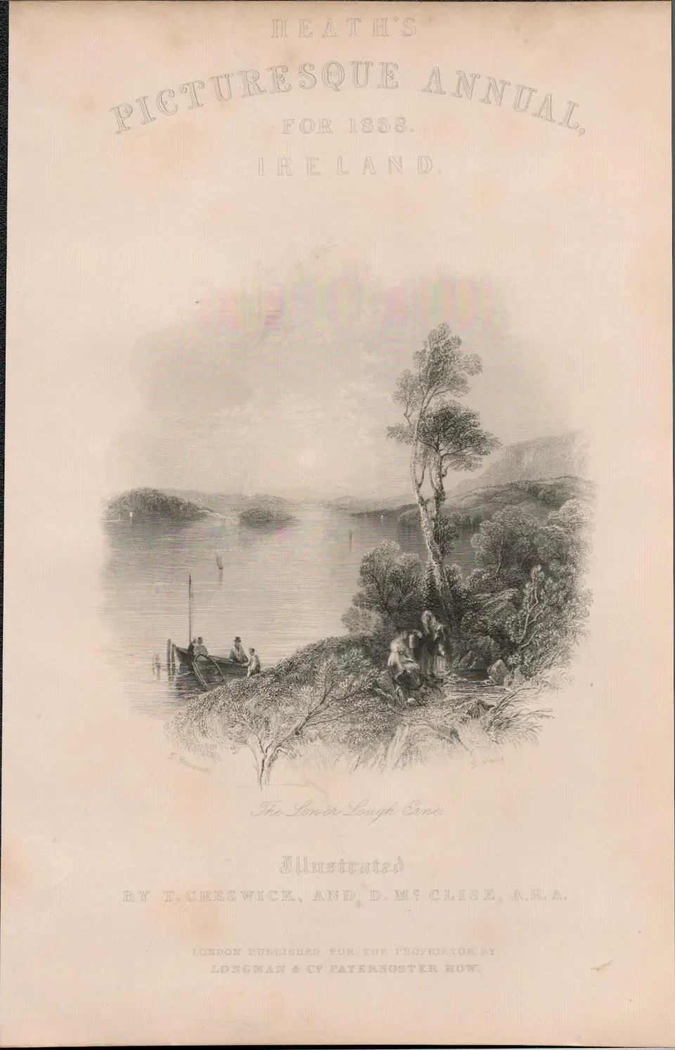Lough Erne Co Fermanagh 1837-38 Victorian Antique Engraving.