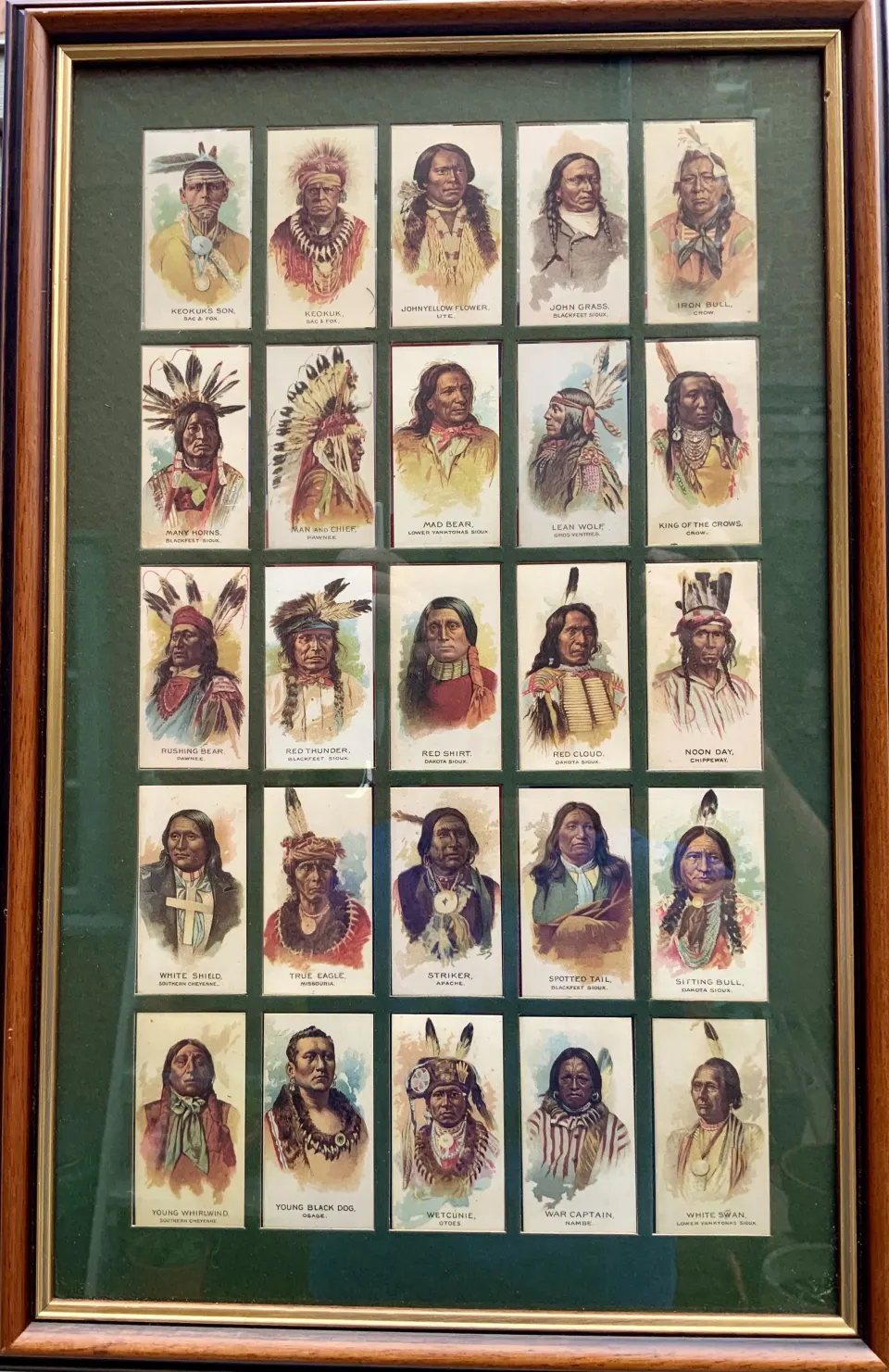 Framed Allen & Ginter American Indian Chiefs Tobacco 1888 Cards Sitting Bull