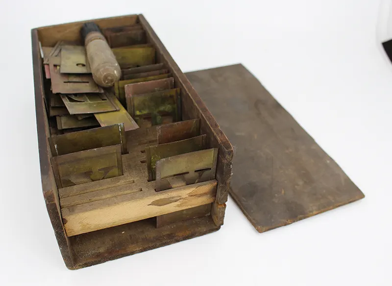 Antique Brass Cased Printing Stencils