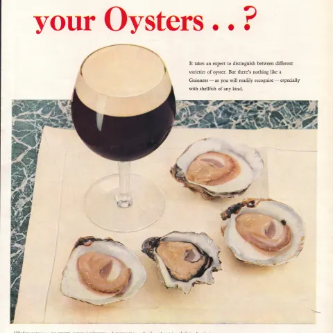 Original 65-Year-Old 1959 Guinness Print Knowing Your Oysters– GE 3192   #-7.