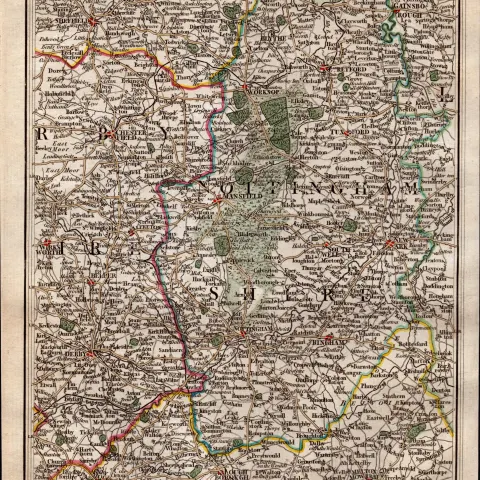 Nottingham East Derbyshire South Yorkshire John Cary's Antique 1794 Map.