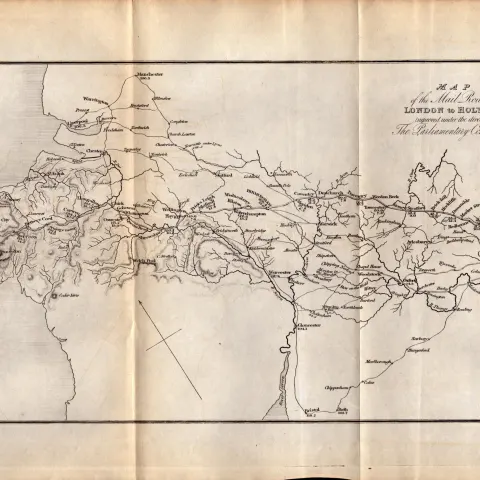 Mail Road London To Holyhead  King George IV 198 Years-Old  Antique Map.