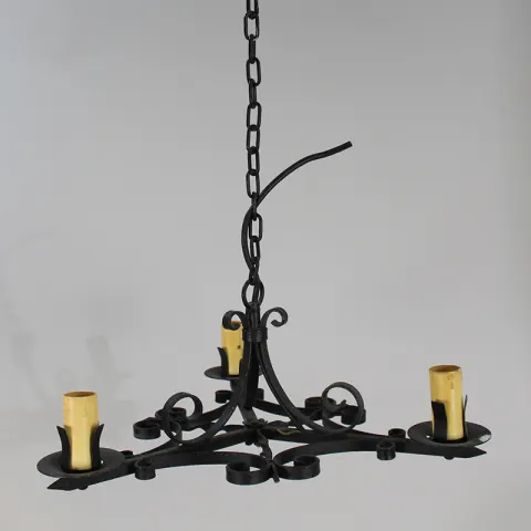 Wrought Iron Three Light Chandelier