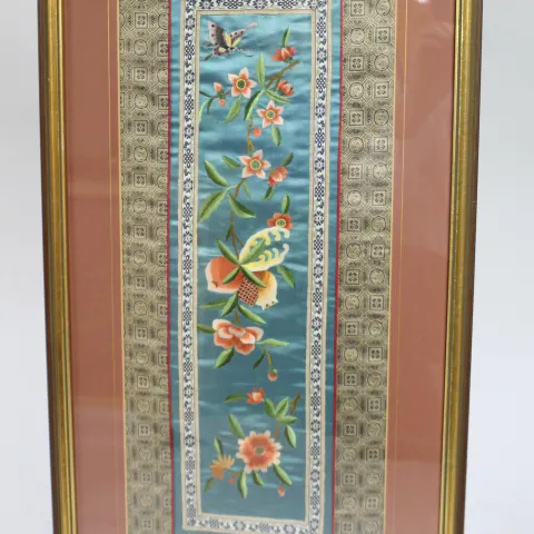 Antique Chinese Silk Embroidery Panel c.1900