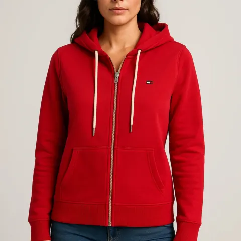 10 x Tommy Hilfiger Women's Red Contrast Zip Hoodie XS - New - RRP £550.00