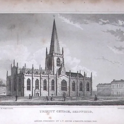 Sheffield Trinity Church Yorkshire 198 Years-Old Thomas Allen Antique Steel Engraving-49