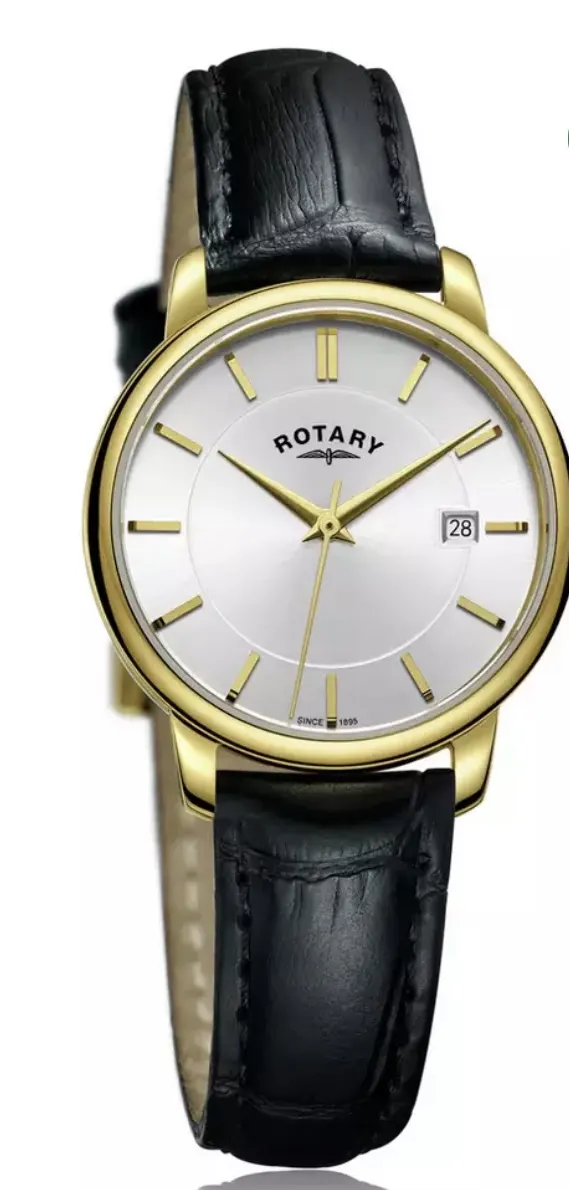 Rotary Ladies Black Leather Strap Watch