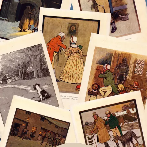 Job-Lot 7 Cecil Aldin  Old Christmas 1908 Antique Coloured Illustrations-1.