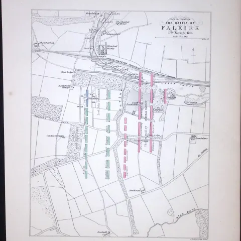 The Battlefields of Falkirk Scotland Antique 152 Years-Old Detailed Print-3