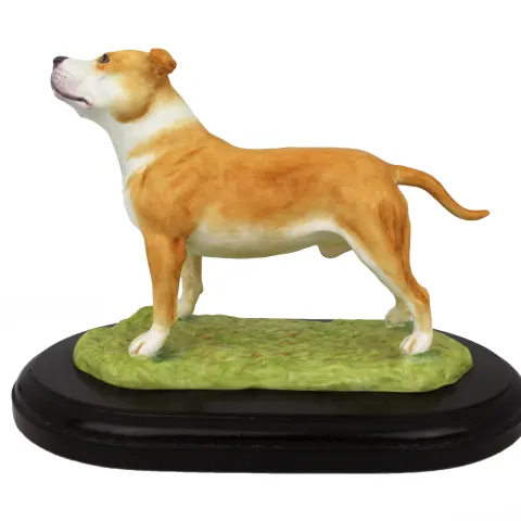 Porcelain Bulldog Figure on Wooden Base