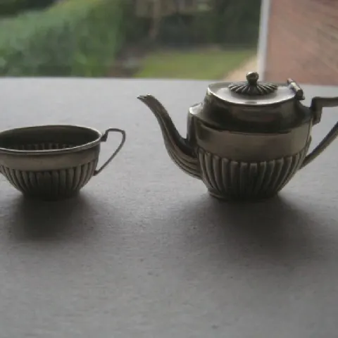 Antique Silver Plated EPNS Miniature Teapot and Sugar Bowl