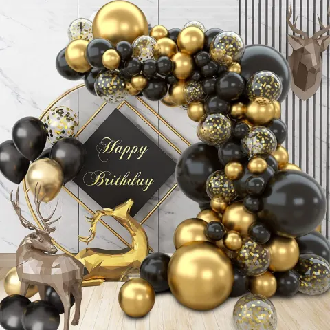 13 x Black and Gold Balloon Arch balloon garland set Llsw sku-3747