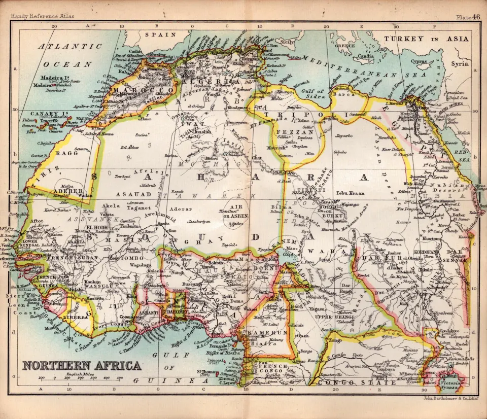 North Africa Double Sided Antique 1896 Map.