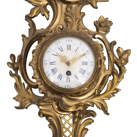 French Louis XV Style Gilt Metal Cartel Clock