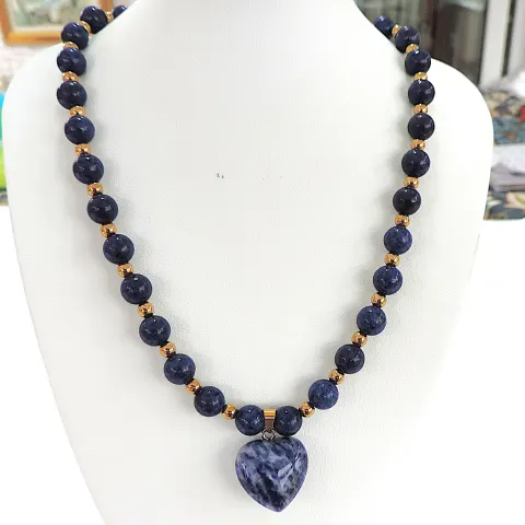 Lapis Lazuli Bead & Heart Drop Necklace