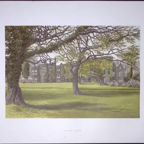 Clyne Park Swansea Wales 160 Years-Old Gilt-Edge Coloured Antique Book Plate-10