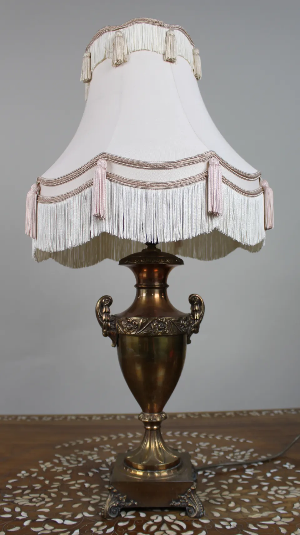 Large Vintage Bronze Table Lamp with Ornate Urn Base