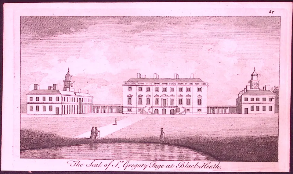The Seat of St. Gregory Page at Black Heath Rare 1776 Copper Plate Antique Engraving -65