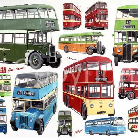 Yorkshire Bus Rider Constituents Nostalgic Montage Metal Wall Art