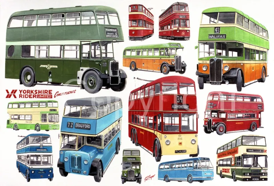 Yorkshire Bus Rider Constituents Nostalgic Montage Metal Wall Art