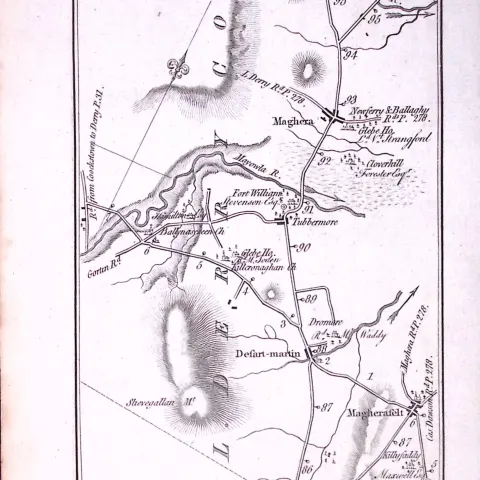 Ireland 245 Years -Old Antique Road Map Coleraine & Portrush -28