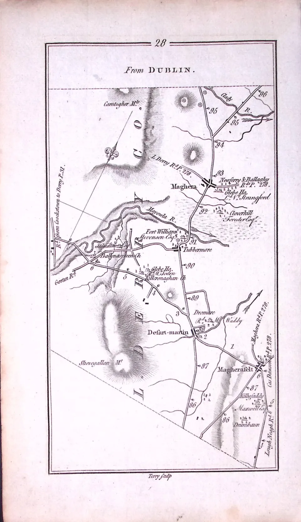 Ireland 245 Years -Old Antique Road Map Coleraine & Portrush -28
