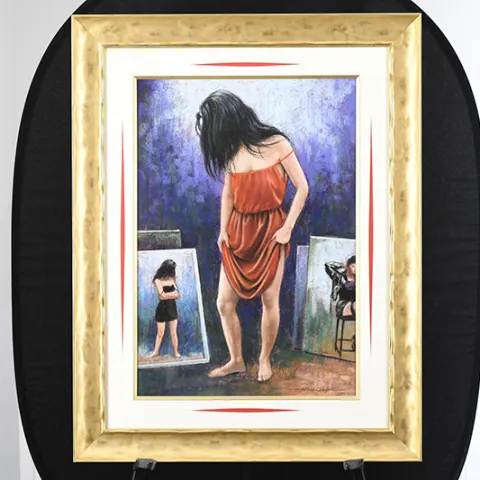 Anthony Orme Painting Lady In Red Dress