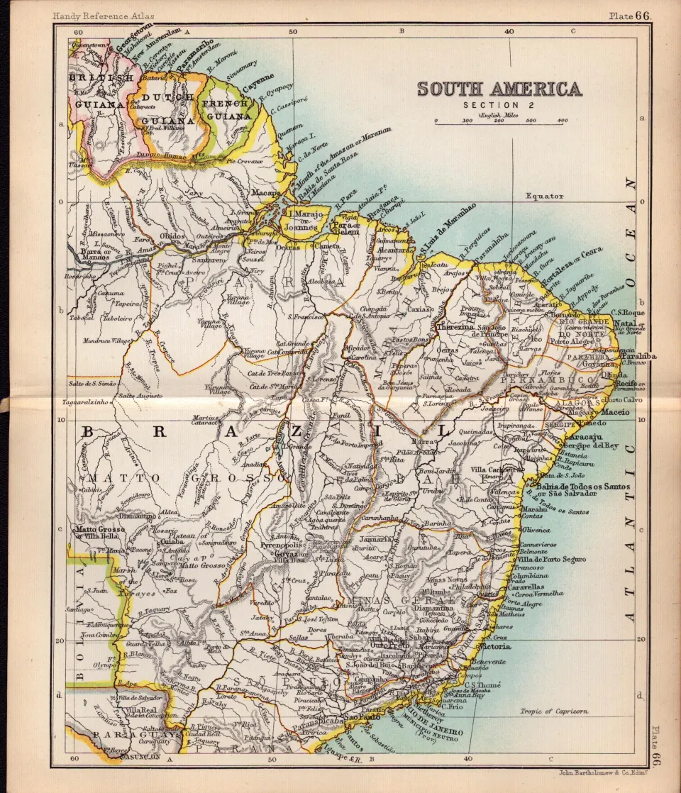 South America Section 2 Double Sided Antique 1896 Map.
