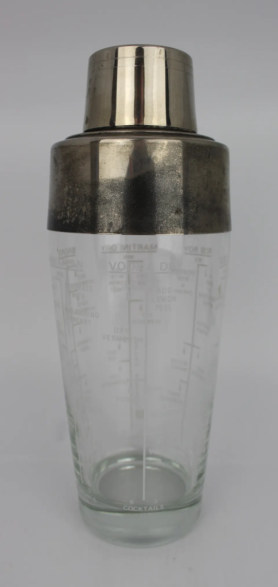 Vintage Glass & Silver Plated Cocktail Shaker