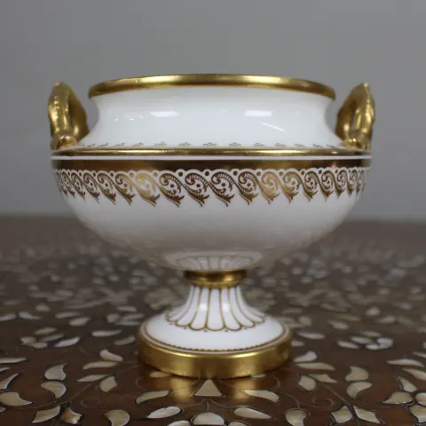 19th Century English White & Gilt Two-Handled Porcelain Urn