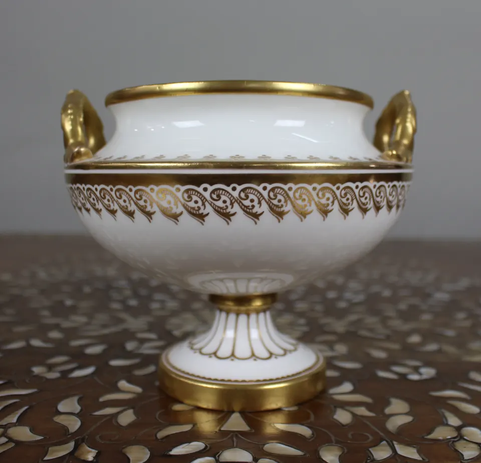 19th Century English White & Gilt Two-Handled Porcelain Urn
