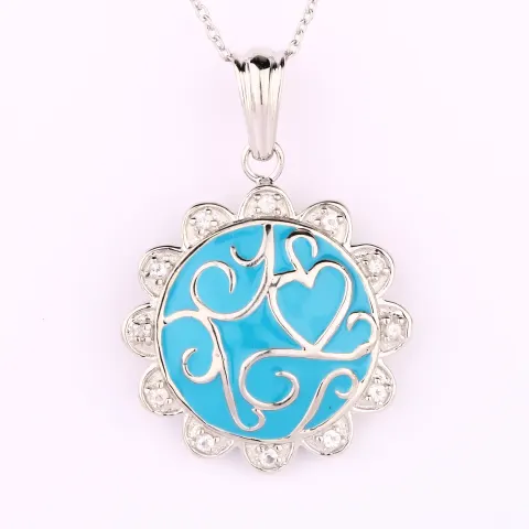 HRD Certified White Topaz Enamel Pendant – 925 Sterling Silver