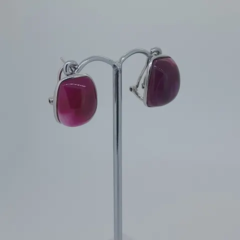 Silver natural died mineral stone pin and sprung back