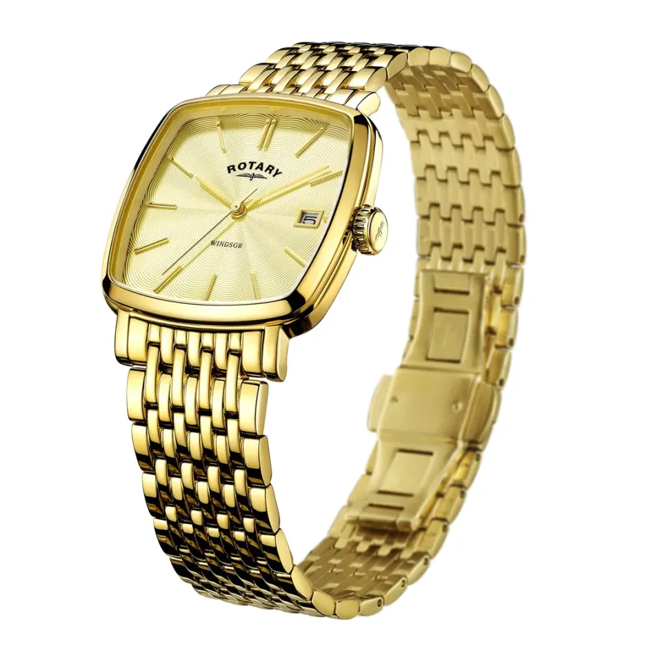 ROTARY WINDSOR GOLD TONE CUSHION WRISTWATCH