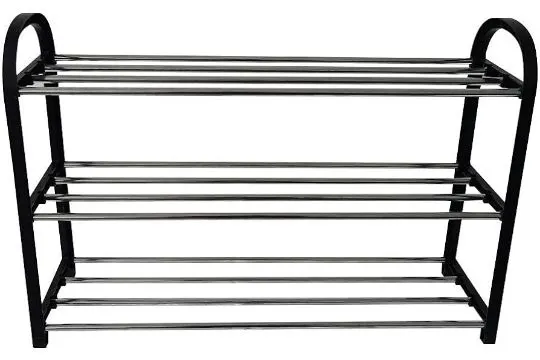 3 Tier Black Shoe Rack L26