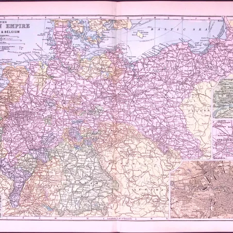 The German Empire 120-Year-Old Large Antique Map by G.W. Bacon-21