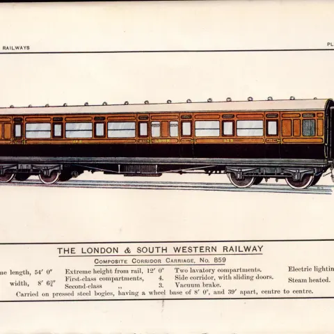 London & South Western Railway Carriage Train Antique Book Plate.