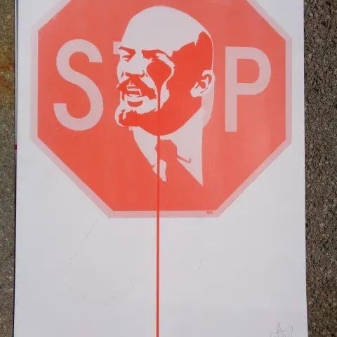 Pure Evil Signed Limited Edition Art Car Boot Fair x/100 50 x 35cm Lenin Stop