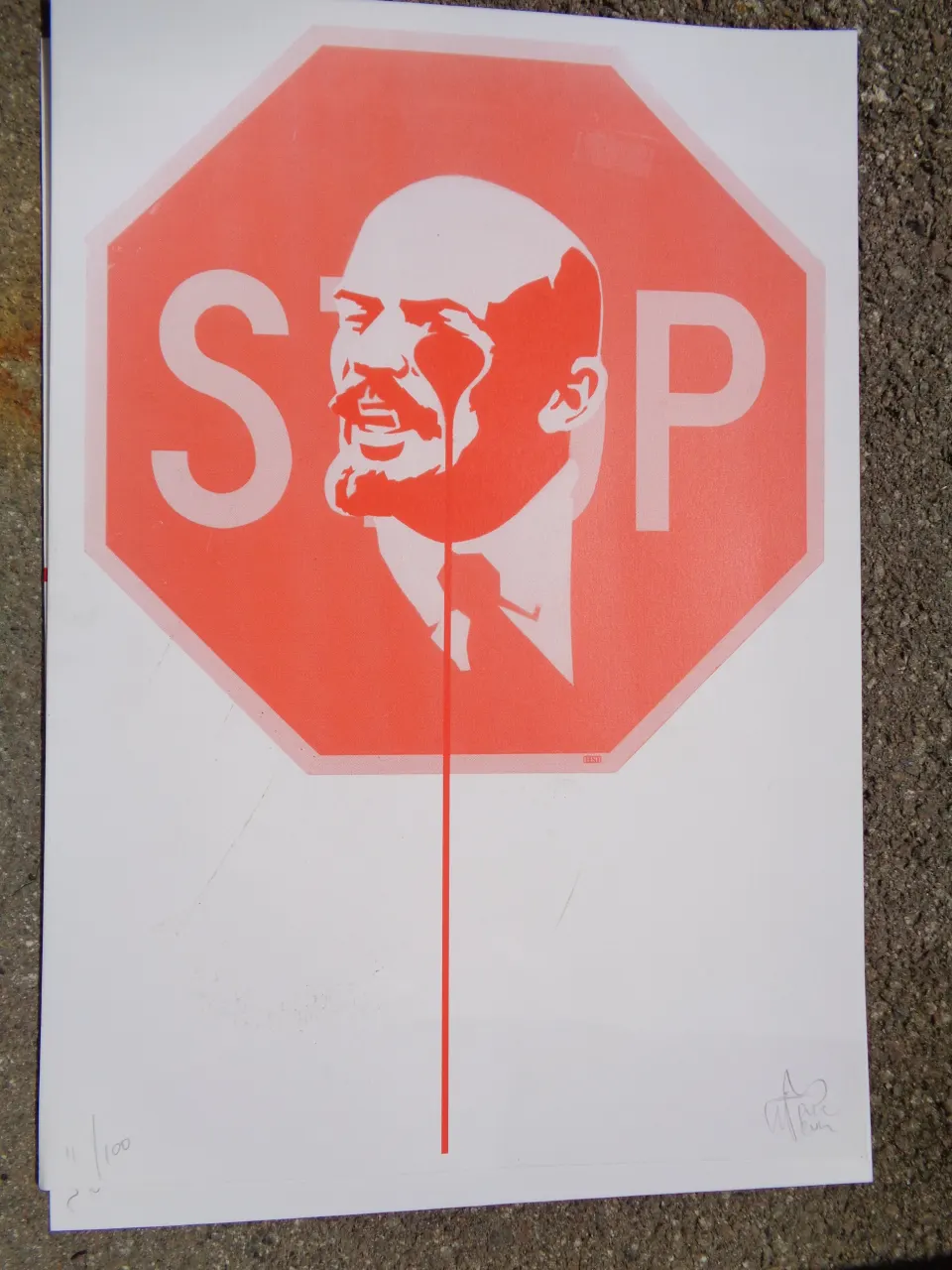 Pure Evil Signed Limited Edition Art Car Boot Fair x/100 50 x 35cm Lenin Stop