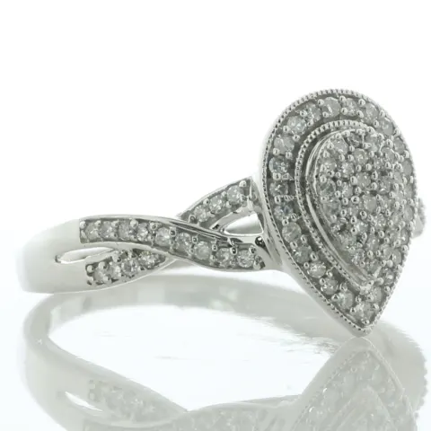14ct White Gold Pear Cluster Diamond Ring 0.33 Carats