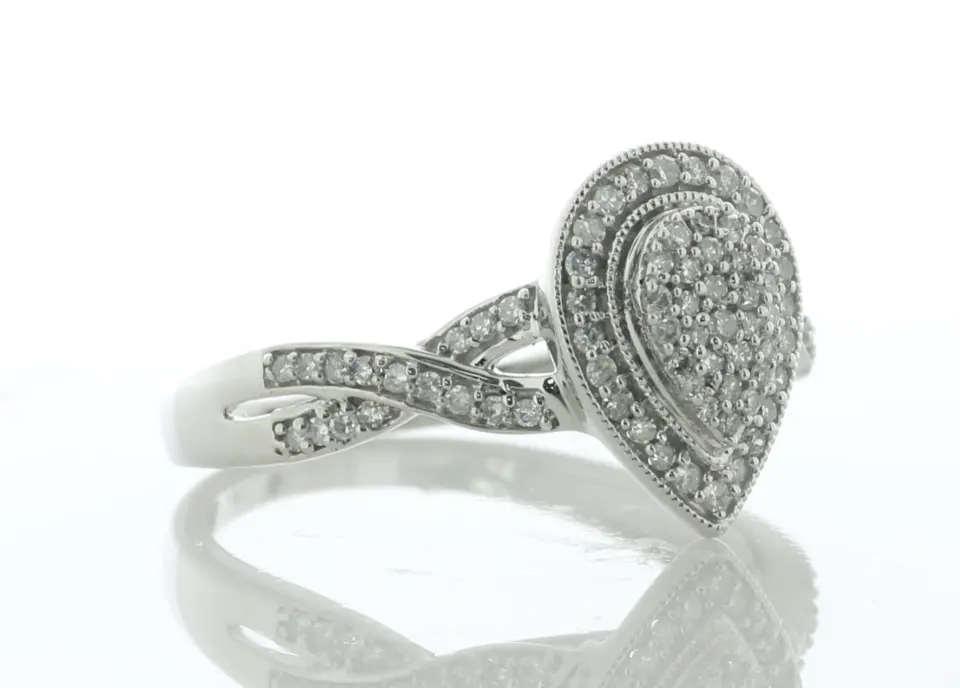 14ct White Gold Pear Cluster Diamond Ring 0.33 Carats