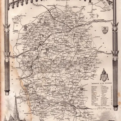 County of Wiltshire Steel Engraved Victorian Thomas Moule Map.