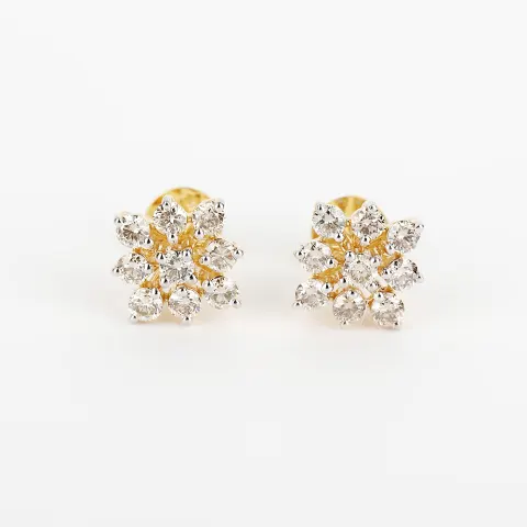 14 K / 585 Yellow Gold Diamond Earring Studs